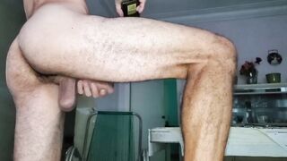 Muscular hunk with huge swinging balls gets dirty in tight briefs