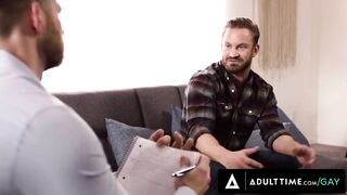 Therapist Caden Jackson destroys straight client Bruce Jones with brutal first gay anal bareback