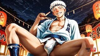 Twink anime hunk ruined in brutal gay hentai gangbang
