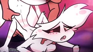 Angel Hazbin Hotel x OC gets destroyed gushing throats gaping creampie