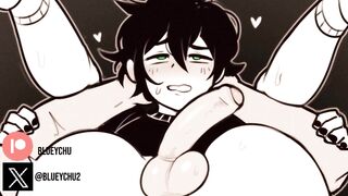 Submissive goth femboy maid service ASMR blowjob POV