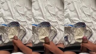 Boxer briefs stuffed with hot gay cum load squirted deep inside
