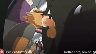 Furry boi gets throat wrecked in sloppy gay blowjob