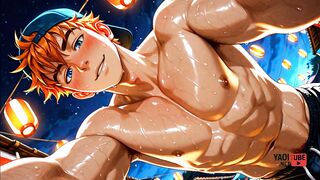 Twink anime boy destroyed by raw gay cartoon creampie