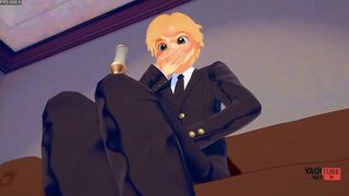 Ladybug Yaoi as CatNoir gets pounded with a dildo raw
