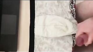 Giant cumshot explodes in tight gay underwear leaving messy stains