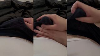 Morning wood makes me cum in my boyfriend's underwear
