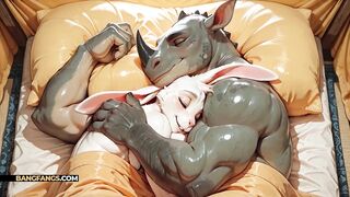 Muscular Rhino Stretches Furry Femboy’s Tight Hole in Camping Tent