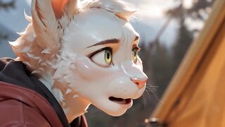 Muscular Rhino Stretches Furry Femboy’s Tight Hole in Camping Tent