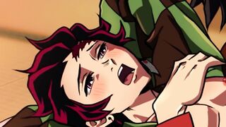 Tanjiro and Giyuu destroyed in brutal yaoi demon slayer hentai