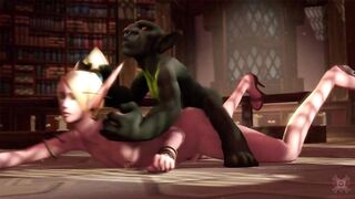 WoW Goblin and Elf Femboy Twink Gets Fucked Raw Anal Prone Bone cum