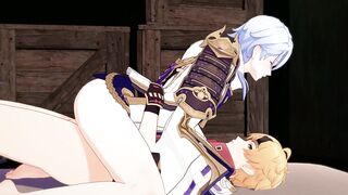 Ayato destroyed Thoma in brutal gay 3d animation no mercy bareback