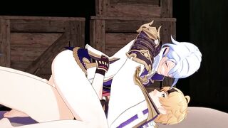 Ayato destroyed Thoma in brutal gay 3d animation no mercy bareback