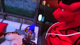 Gay furry VR PMV cuckold cleanup fucks happy couple raw