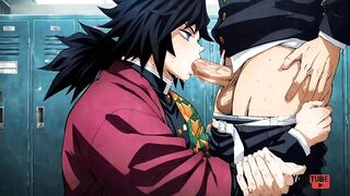Giyuu Tomioka gay hentai twink cum on face uncensored anime yaoi