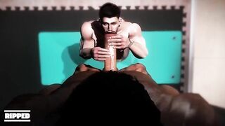 Ripped Kyle ripped apart in brutal backshots and gym hunk blowjob