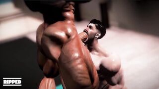 Ripped Kyle ripped apart in brutal backshots and gym hunk blowjob