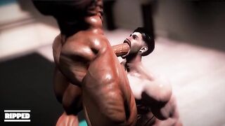 Ripped Kyle ripped apart in brutal backshots and gym hunk blowjob