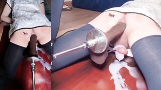 Gay sissy femboy butt shaking orgasm machine destroyed