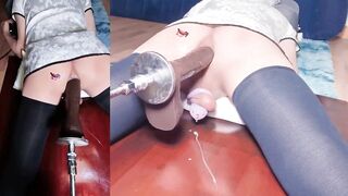 Gay sissy femboy butt shaking orgasm machine destroyed