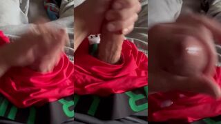 Army soldier stuffs his cum in tight boxers custom fit for a follower