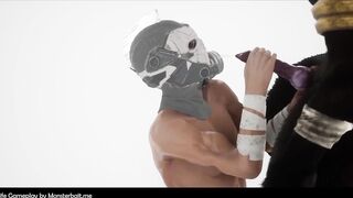 Hipster Werewolf Devours Rough Gay Veteran in 3D Animation Game Sex