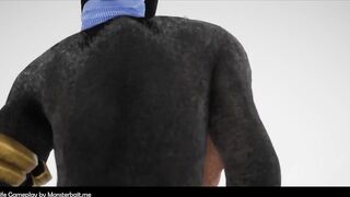 Hipster Werewolf Devours Rough Gay Veteran in 3D Animation Game Sex