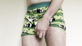 Twink in cute Undies gushes thick cum in tight boxers
