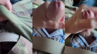 Army soldier jerks off in sarge's boxers big creamy cumshot everywhere.
