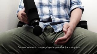 Chinese salesman gets raise only if he cums for boss loud moaning orgasm big load underpants