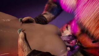 Two Monsters One Hole 3D gay animated furry femboy blowjob