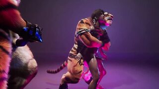 Two Monsters One Hole 3D gay animated furry femboy blowjob