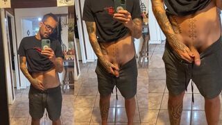 Muscle stud shows himself in tight POV with a big cock