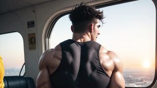 Stuck in the air twink ass stuffed with big dick cumming high above