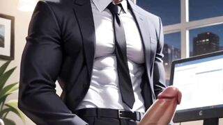 Boss fucks anime boy raw in office POV