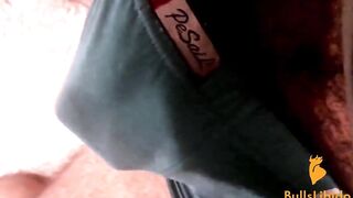 Moaning and making a cum mess in my undies while jerking off