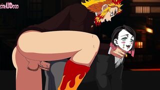 Rengoku wrecks Enmu raw yaoi anime hentai doggystyle