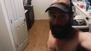 Hairy daddy’s massive uncut cock stuffed in underwear before cumshot explosion
