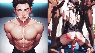 Two young men in lingerie destroyed raw cartoon creampie