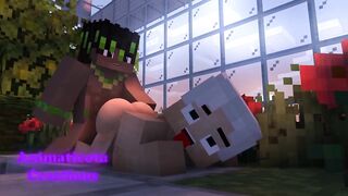 Gay Minecraft Hentai Twink destroys Greenhouse with rough Rough Sex