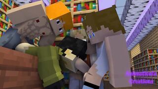 Twink gangbanged in the library creampie anal threesome