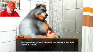 Gushing raw pup play jacking off in shower cumshot