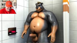 Gushing raw pup play jacking off in shower cumshot