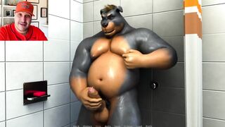 Gushing raw pup play jacking off in shower cumshot
