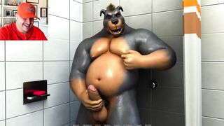 Gushing raw pup play jacking off in shower cumshot
