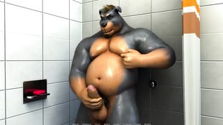 Gushing raw pup play jacking off in shower cumshot