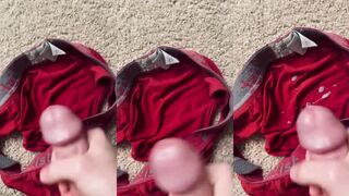 Gay hairy cock cumshot all over his tighty whities