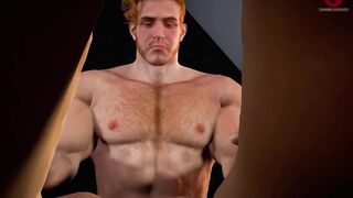 Gay 3D muscle threesome destroyed with cum