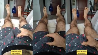 Muscular Colombian stud floods PJs with thick messy cum