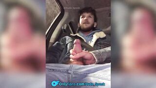 Uber Driver Stops to Handjob me I blow my massive load in his car